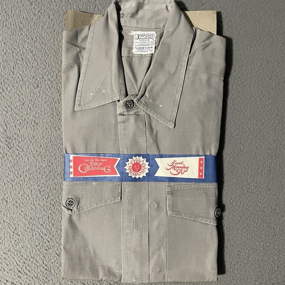 Vintage 50's Simpson Soulette Poplin Cotton Work Button Up Shirt Size Medium